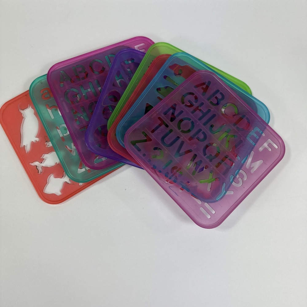 Tupperware Stencil Art Set 8‎ Pieces Vintage Tuppertoys Stencils 1987 Stackable